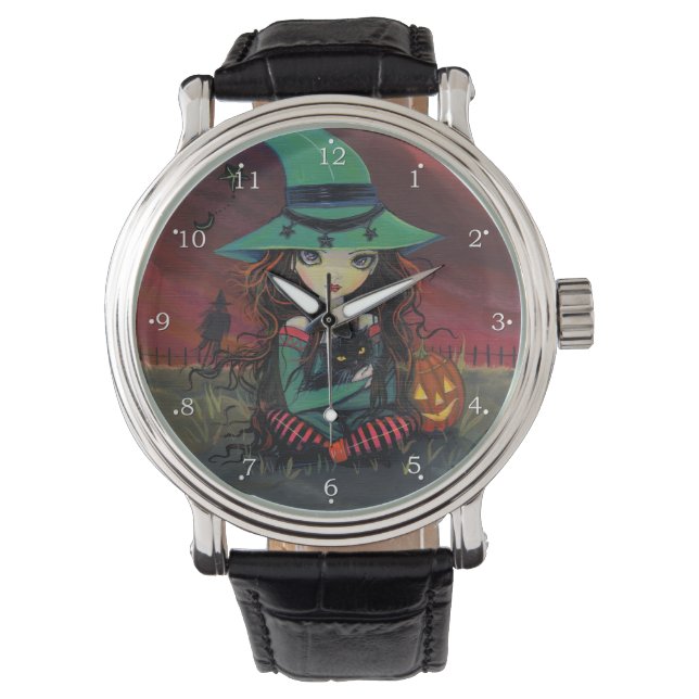 Little Halloween Witch Fantasy Art Watch (Front)