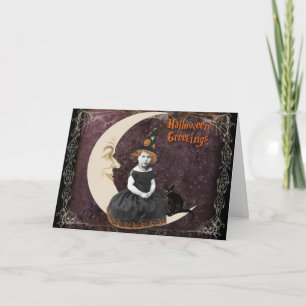 Little Halloween Witch Greetings Card