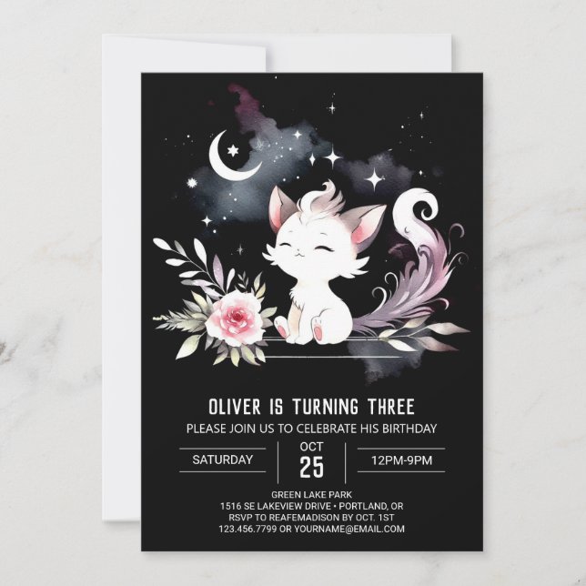 Little Happy Cat Birthday  Invitation (Front)