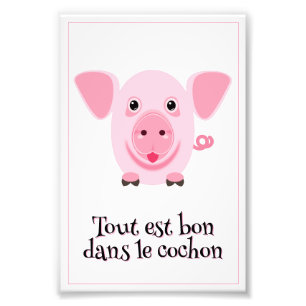 Little happy cute pink pig photo print