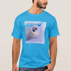 Little Harp Seal Pup Covered in Snowflakes T-Shirt