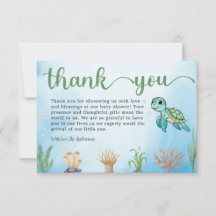 Little Hatchling Sea Turtle Baby Shower Thank You