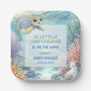 Little Hatchling Sea Turtle Ocean Baby Shower Paper Plate