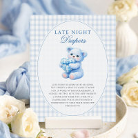 Little Heart Blue Gingham Teddy Bear Baby Shower