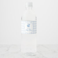 Little Heart Blue Gingham Teddy Bear Baby Shower