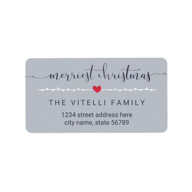 Little Heart Merriest Christmas Address Labels (Front)