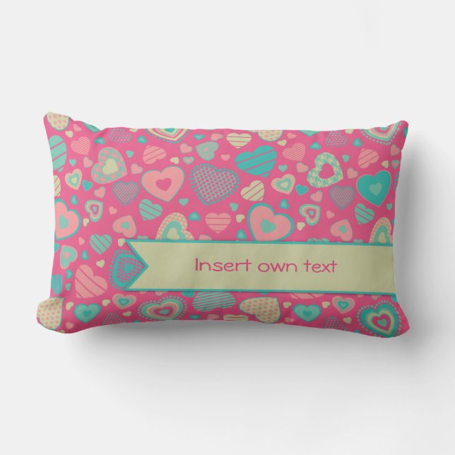 Little heart pattern Popsicle Love with banner Lumbar Cushion (Front)