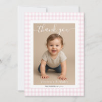 Little Heart Pink Gingham Teddy Bear Baby Shower