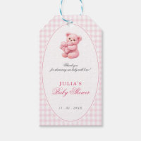 Little Heart Pink Gingham Teddy Bear Baby Shower