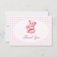 Little Heart Pink Gingham Teddy Bear Baby Shower