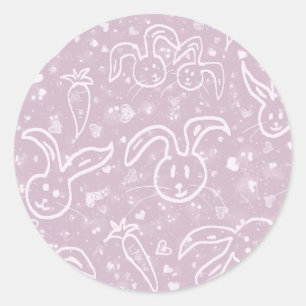 Little Hearts and Bunnies - transparent pattern. Classic Round Sticker