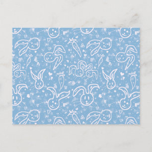 Little Hearts and Bunnies - transparent pattern. Postcard