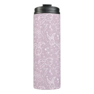 Little Hearts and Bunnies - transparent pattern. Thermal Tumbler