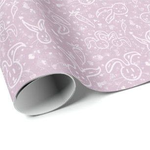 Little Hearts and Bunnies - transparent pattern. Wrapping Paper