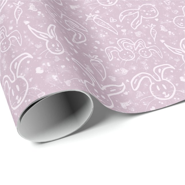 Little Hearts and Bunnies - transparent pattern.   Wrapping Paper (Roll Corner)