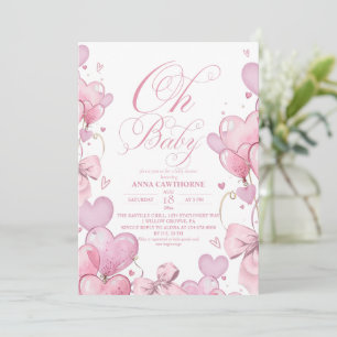 Little Hearts Girl Baby Shower Invitation