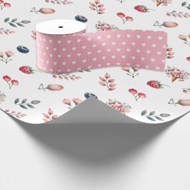 Little Hearts On Pink Ribbon Grosgrain Ribbon (Creator Uploaded)