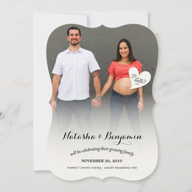 Little Hello Heart Gender Neutral Photo Pregnancy Announcement (Front)