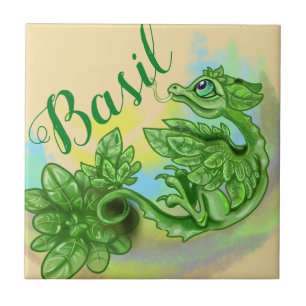 Little Herb Garden Dragon~Basil Tile