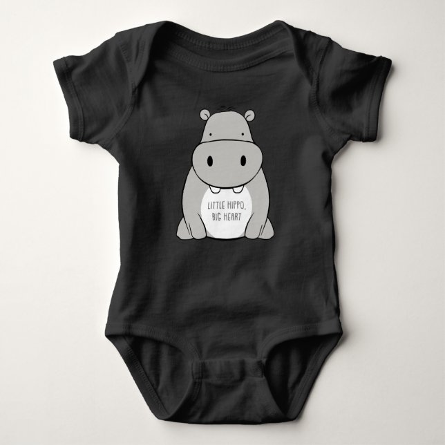Little hippo, big heart. baby bodysuit (Front)