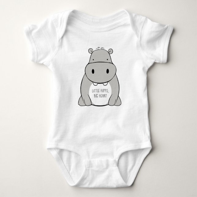Little hippo, big heart. baby bodysuit (Front)