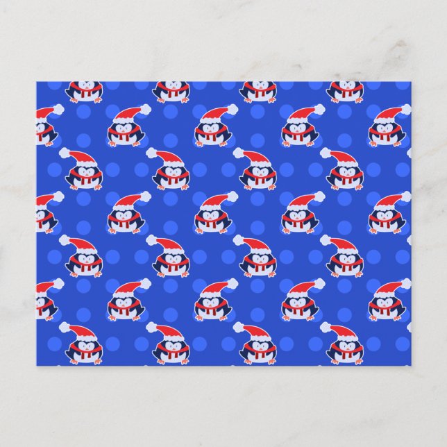 Little Holiday Penguin Pattern Postcard (Front)