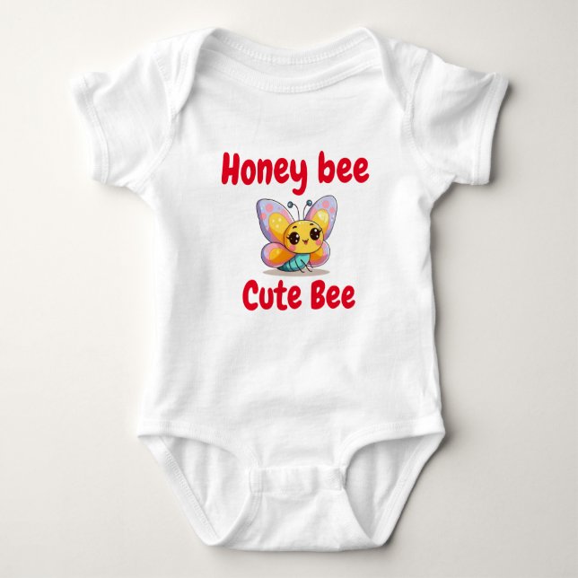 Little Honey Bee Baby Bodysuit with Cute Bee  (Front)
