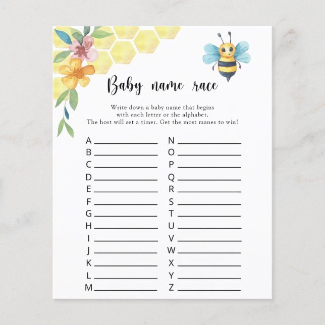 Little honey Bee - Baby name race game (Front)