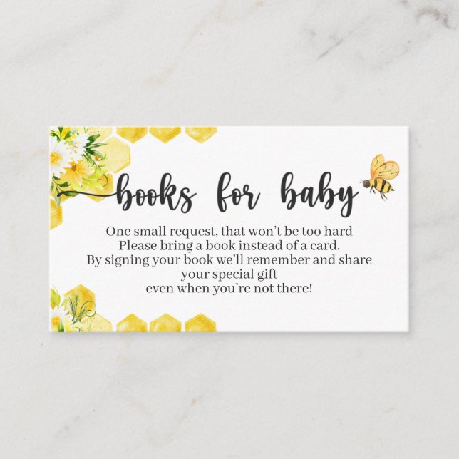 Little Honey Bee Baby Shower Book Card (Front)