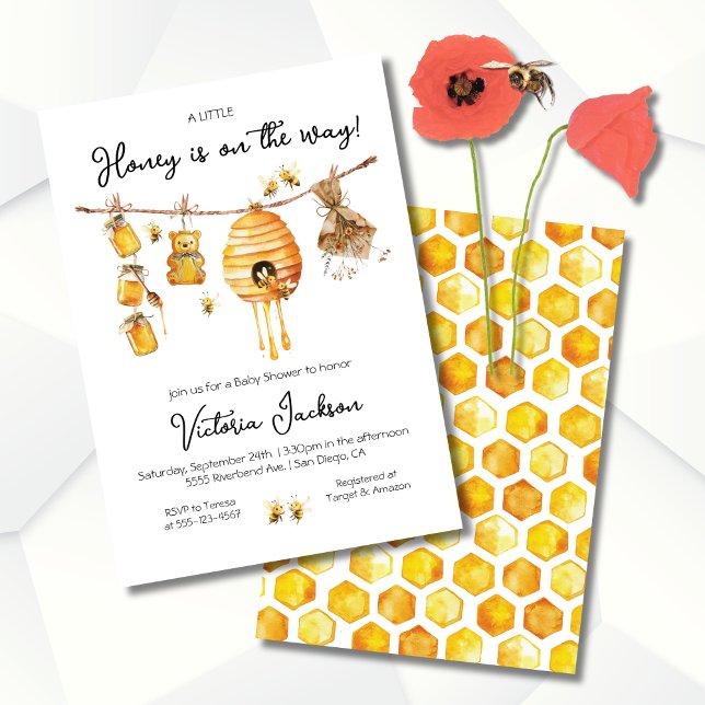 Little Honey Bee Baby Shower clothesline Invitation (Creator Uploaded)