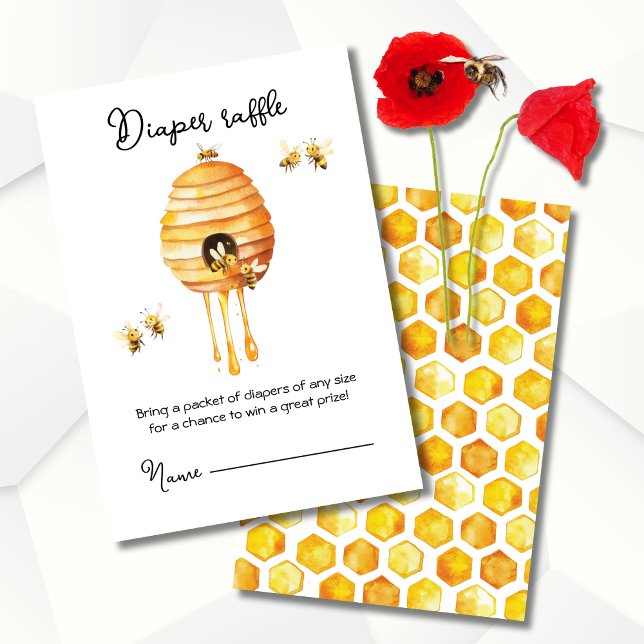 Little Honey Bee Baby Shower Diaper Raffle Invitation (Creator Uploaded)
