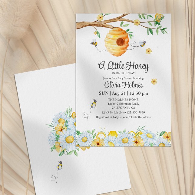 "Little Honey Bee" Baby Shower Invitation ("Little Honey Bee" Baby Shower Invitation on a neutral background)