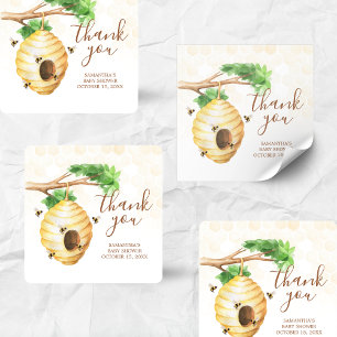 Little Honey Bee Baby Shower Square Sticker