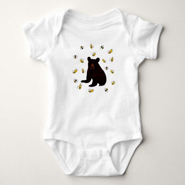Little Honey Bee Bear Baby Bodysuit (Front)