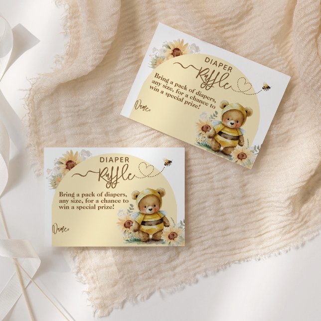 Little honey Bee Bear Baby Shower Diaper Enclosure Card (Creator Uploaded)