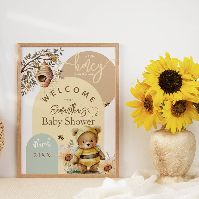 Little honey Bee Bear Baby Shower welcome Poster (Creator Uploaded)