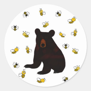 Little Honey Bee Bear Classic Round Sticker