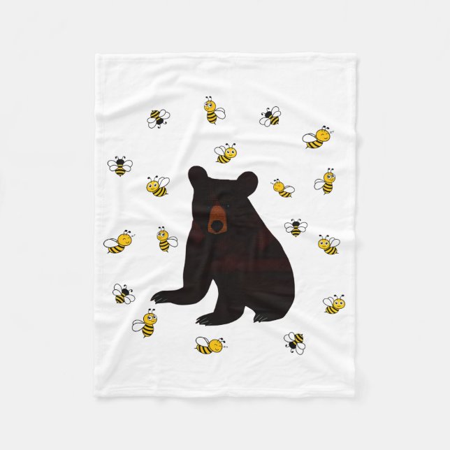 Little Honey Bee Bear Fleece Blanket (Front)