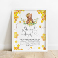 Little honey bee bear Late night diapers Poster