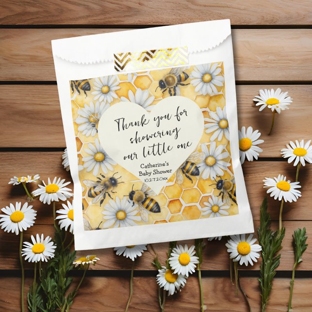 Little Honey Bee Comb Daisy Spring Baby Shower Favour Bags (Creator Uploaded)