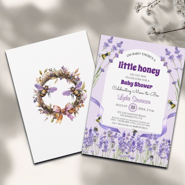 Little Honey Bee Lavender Baby Shower Invitation (Creator Uploaded)