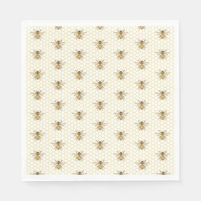 Little Honey Bee On The Way Yellow Baby Shower Napkin (Front)