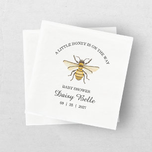 Little Honey Bee On The Way Yellow Baby Shower Napkin