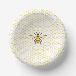 Little Honey Bee On The Way Yellow Baby Shower Paper Plate