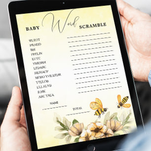 Little Honey Bee Word Scramble Baby Game Card
