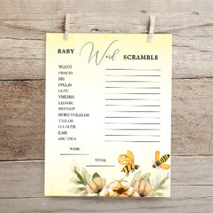 Little Honey Bee Word Scramble Baby Shower Game