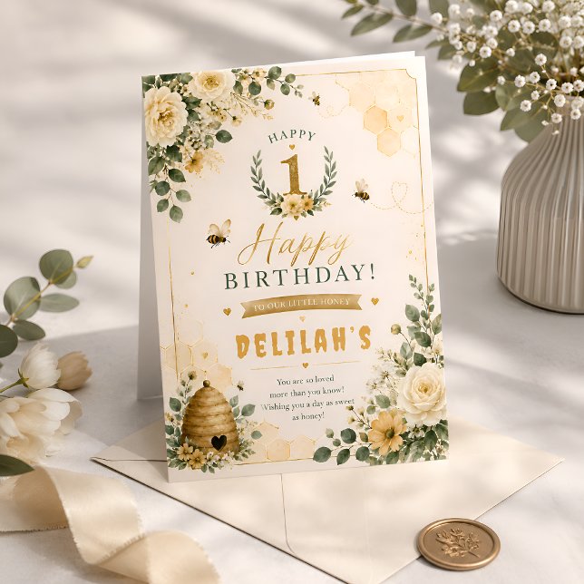 Little Honey First Bee-Day Card (Creator Uploaded)