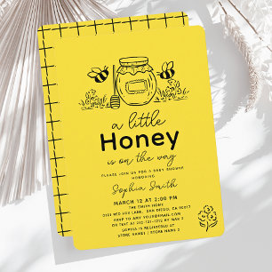 Little Honey Hand-drawn Bee Baby Shower Invitation