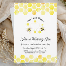 Little Honey Invitation Kids 1st Birthday