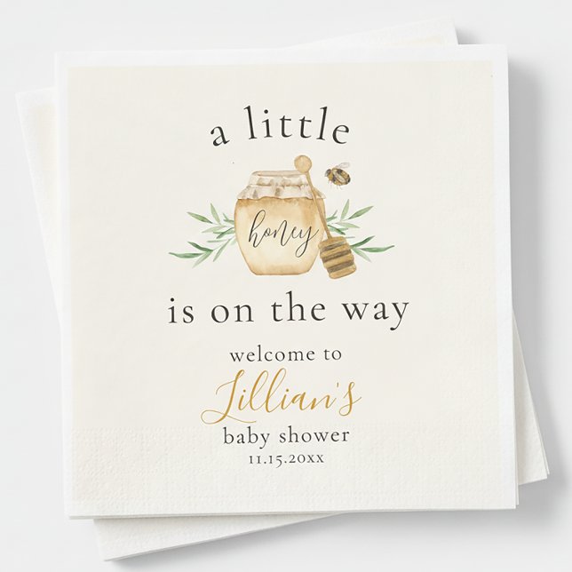 Little Honey Is On The Way Bee Baby Shower Napkin (Creator Uploaded)